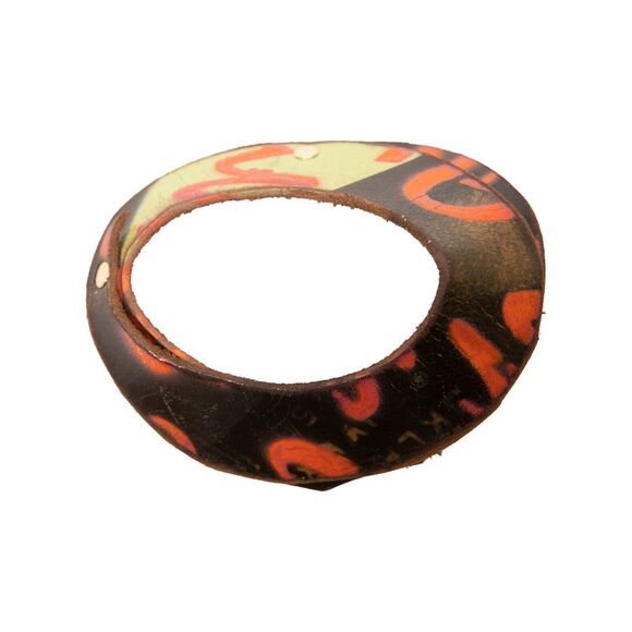 Leather Couture Jessica Galindo Stamped Bangles Graffiti Orange One Size 3761 - Picture 1 of 2